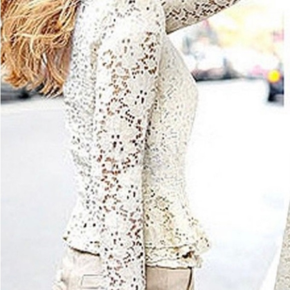 Beige Fitted Ladies Lace Blazer Jacket